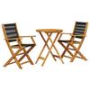 VidaXL 3-piece Bistro Set Black Polypropylene and Solid Wood, Garden Bistro Set, Balcony Set, 3281793