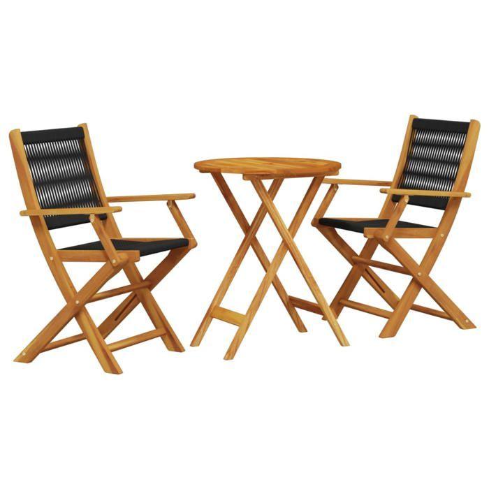 VidaXL 3-piece Bistro Set Black Polypropylene and Solid Wood, Garden Bistro Set, Balcony Set, 3281793