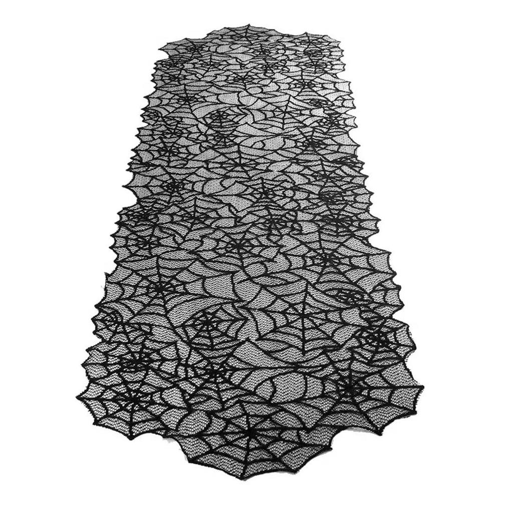 Halloween Style Horror Black Lace Table Cloth Elegant Dinning Tabletop Decoration For Home Hotel Shop