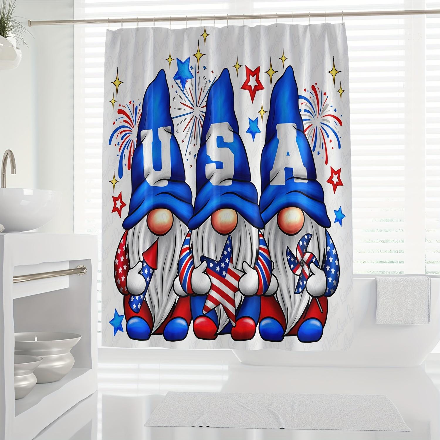 

1Pc Patriotic Gnomes Pattern Shower Curtain, Waterproof Shower Curtain With Hooks, Bathroom Partition, Bathroom Accessories W60H190(CM)-1 Pcs