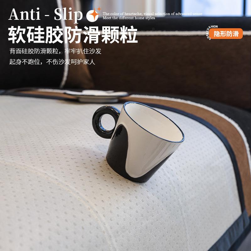 Striped Sofa Cushion, Universal In All Seasons, Non-Slip And Dirt-Resistant Seat Cushion  New Leather Sofa Cover Cover Cloth Towel