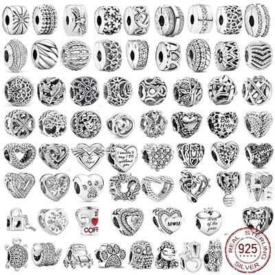 Neue 925 Sterling Silber Herz Rund Tier Perlen Fit Original Pandora Charm Armband Für Frauen DIY Mode Silber 925 Schmuck