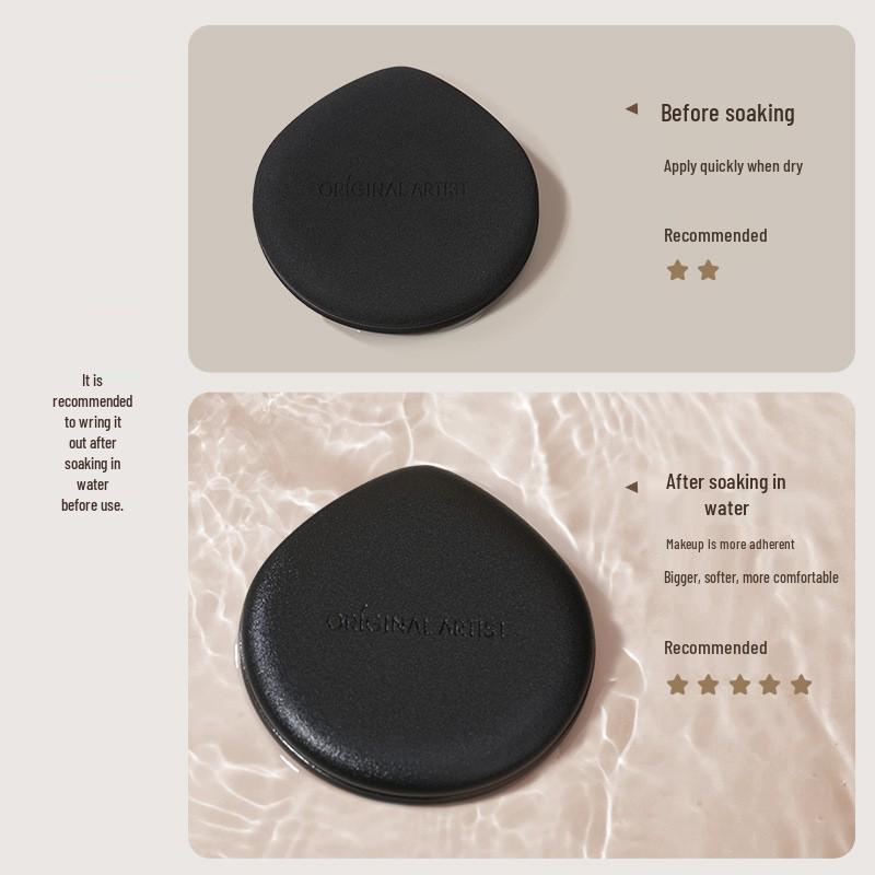 Original Artist Dual-Use Powder Puff: Expands When Wet, Non-Absorbent, Even Application for Concealer