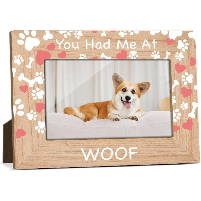 Pet Picture Frame, 4x6 Wood Photo Frame, Gift for Pet Lover Owner, Picture Photo Frames for Desk Decor, Memorial Cat Dog Keepsake -52