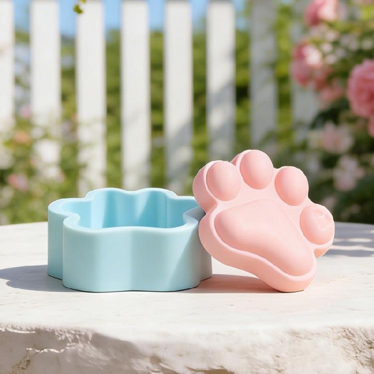 Stampo Artigianale in Silicone a Forma di Zampa di Cane Scatola Contenitore Stampi per la Creazione di Contenitori per Candele e Organizer per Regali Fatti a Mano
