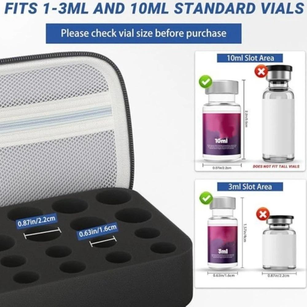 3/10ML Insulin Vials Storage Case 20 Slots Essential Oils Carrying Box Carrying Case for Home