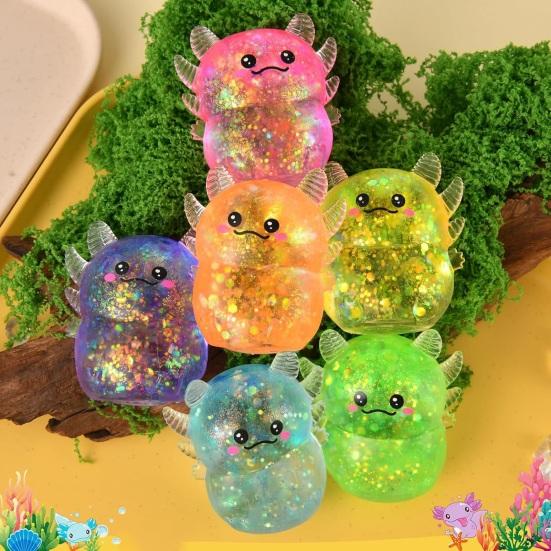 Axolotl Squeeze Toy Set, Stress Relief Toys for Adults Kids, Soft TPR Slow Rising Sensory Squeeze Balls for Anxiety Relief, Classroom Prizes Birthday