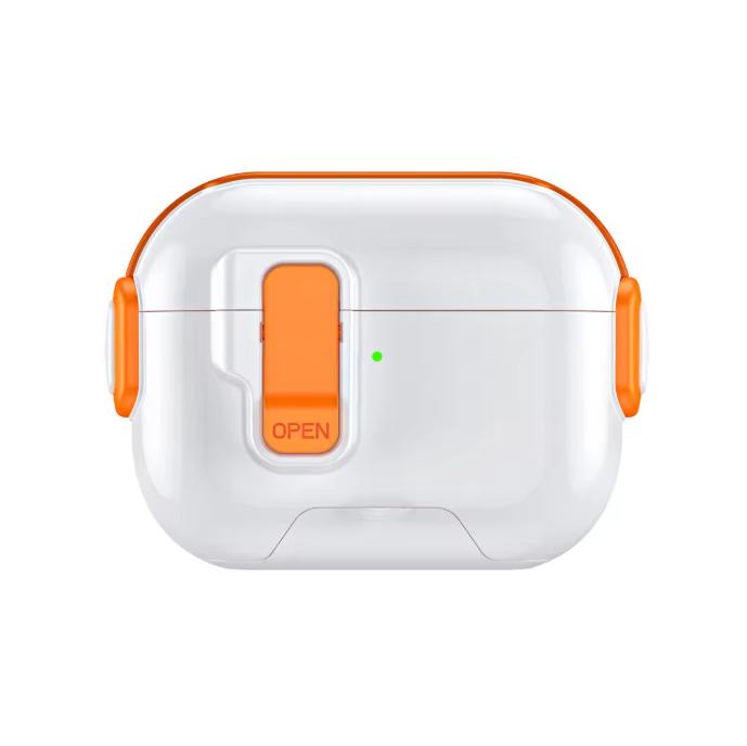 

For AirPods 4 New Plain Lock Switch TPU PC Shockproof Protective Earphones Case Cover with Stand For Apple AirPods Pro 3 2 For AirPods 4 помаранчевий