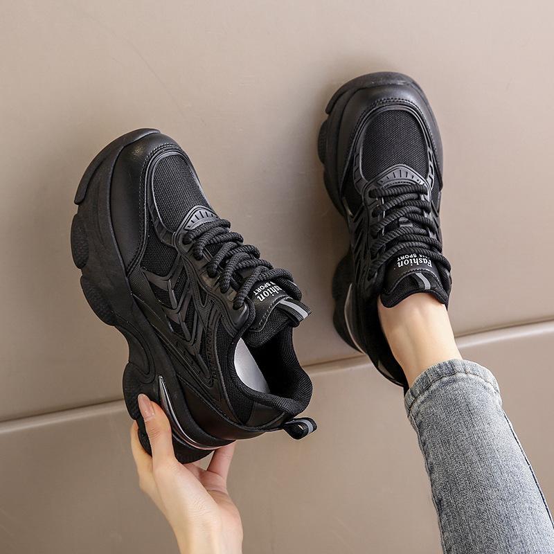 Inner Height Increase Women's Single Shoes 2024 Spring New Breathable Dad Shoes Platform Mesh Small Sports Casual Shoes Women