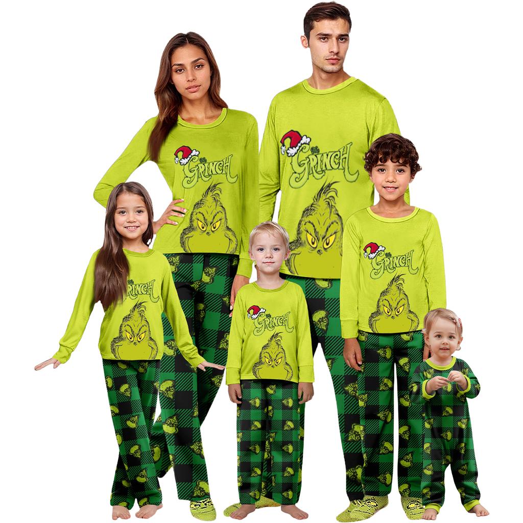 Parent-child Christmas Print Home Suit Long-sleeved Top And Pants