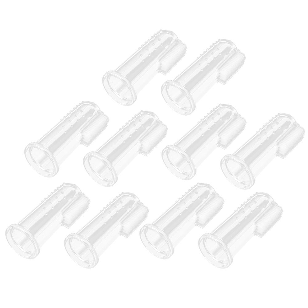 10pcs Baby Finger Toothbrush Infant Silicone Soft Finger Toothbrushes for NewbornPink Shell