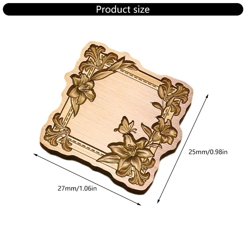 Antique Solid Brass Wax Seal Stamp Head Engraved Embossing Tool Seal Flower Frame for Handmade Letters Gift Wrapping