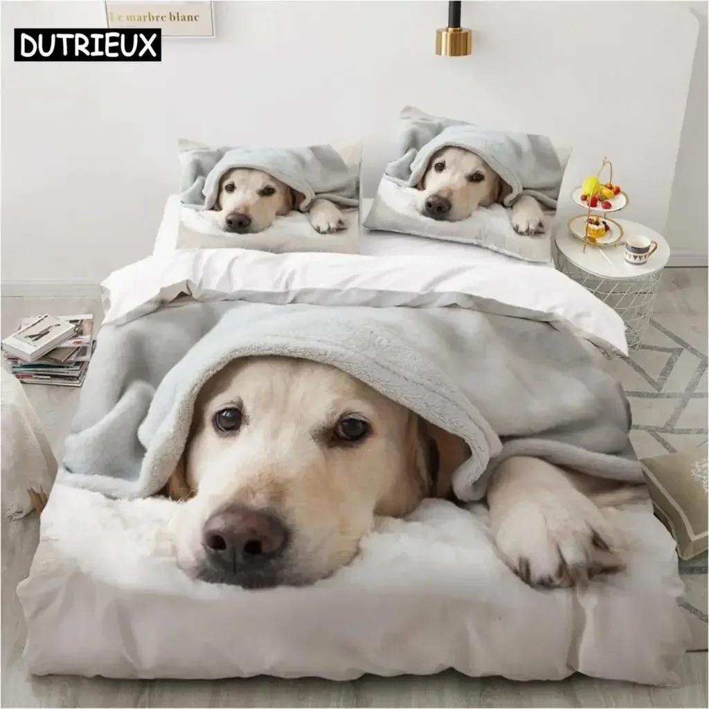 3D Dog Bedding Set For Bedroom Soft Modern Bedspreads Comefortable Kids Duvet Cover Quilt Cover And Pillowcase
