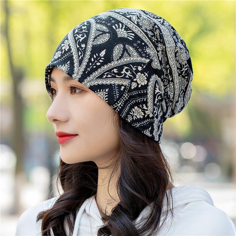 Unisex Beanie Scarf 2-in-1 Ethnic Print Knit Hat with Neck Warmer - Windproof Stretchable Cap for Winter -30°C Cold Proof