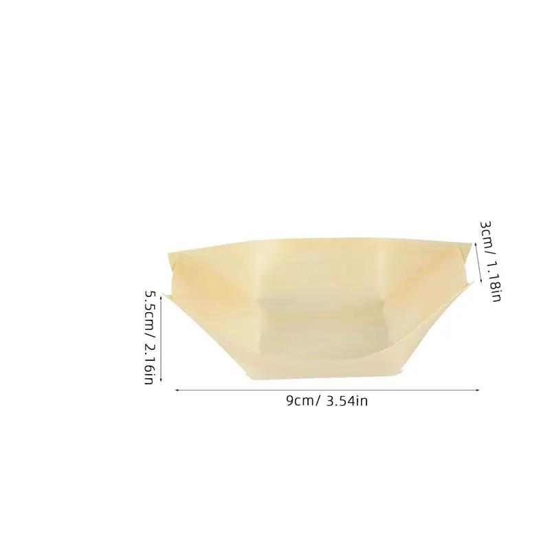50pcs Sushi Shushi Wood Boat Natural Bamboo Disposable Kayak Sushi Plate Tray Salad Fruit Dessert Pine Cake Boat Snack Bowl Mat