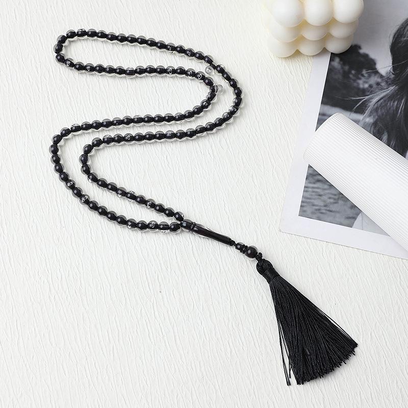 Solid Color Tassel Muslim Prayer Beads: Unisex Crystal Bracelet, Small Gift