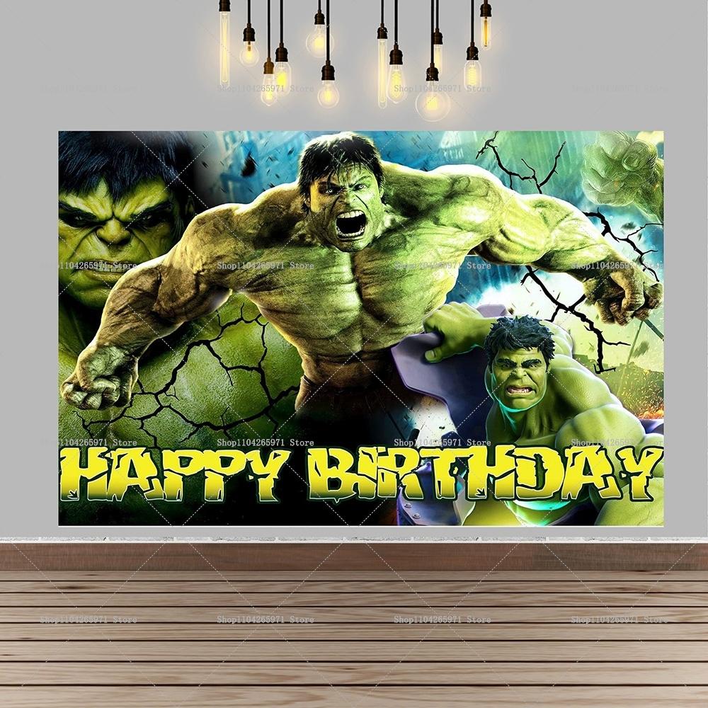 Fondo de foto de Hulk, superhéroe, gigante de dibujos animados verde, decoraciones para fiesta de cumpleaños infantil, artículos para baby shower.