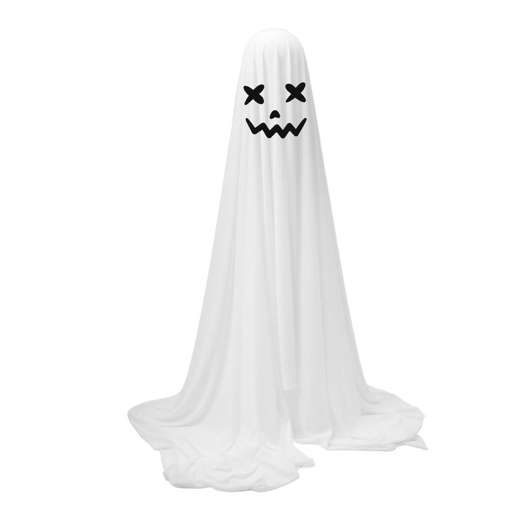 White Cloth Ghost Decor Adjustable Height Cute Unique Lighted Fabric Ghost with String Light for Party Porch Yard Home