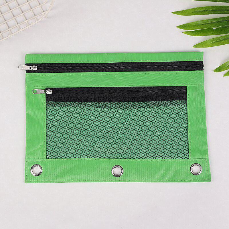 Oxford Cloth B5 Eyelet Ring Binder with Transparent Pencil Case and Three-Hole Double Zipper