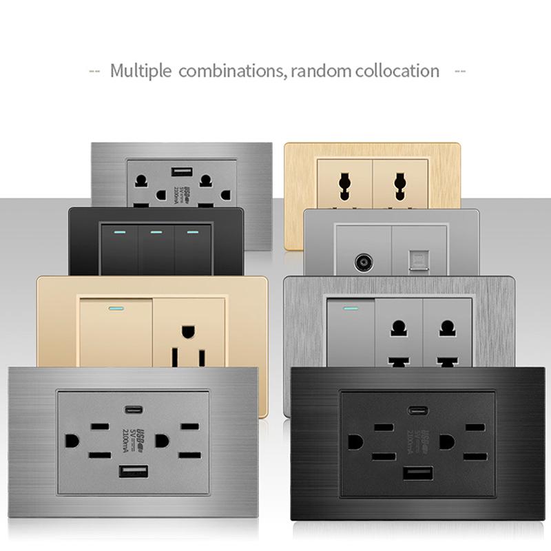5V 2.1A Usb Type-C Charger Thailand Standard 118Mm Household Panel Thai Universal Wall Switch Power Switch Socket Series
