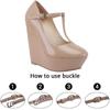 2025 New Autumn Winter Women Pumps 14cm Round Toes T-Strap Platform Wedge High Heels Gladiator Ladies Dress Party Wedding Shoes
