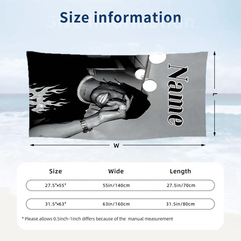 Travis Scott Custom Name Printed Beach Towel Personalized Soft Towel For Swimming Beach Travel