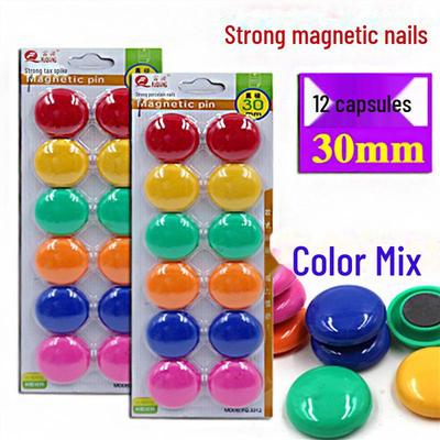 30 mm Färgmagnetisk Whiteboard-spänne - Undervisning/Kontor Plastkylskåpsmagnet (Runda)
