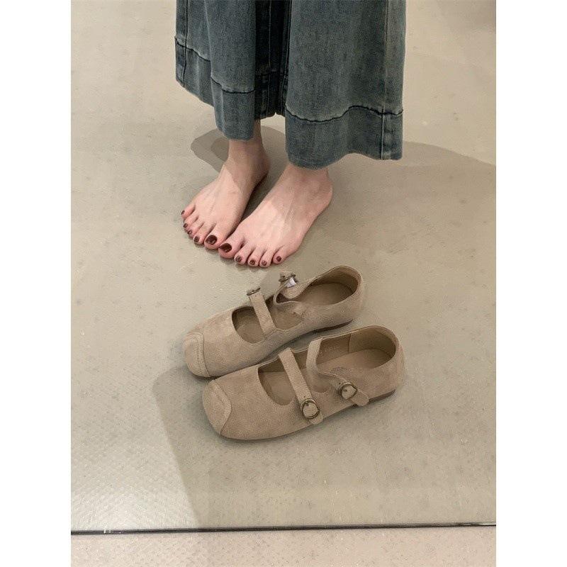 Vintage matte word with ugly cute Mary Jane shoes late evening breeze flat ballet shoes