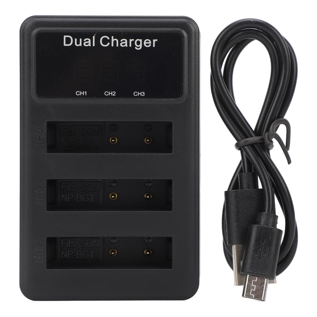 3er-Pack Akkuladegerät für NP BG1 Micro-USB Digitalkamera-Akkuladegerät mit LCD-Leistungsanzeige für Reisen