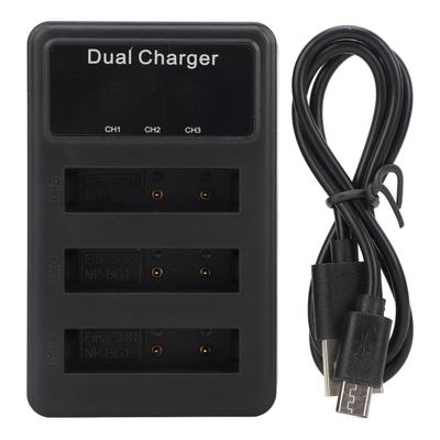 Pacote de 3 Carregadores de Bateria para NP BG1 Carregador de Bateria de Câmera Digital Micro USB com Visor de Energia LCD para Viagem