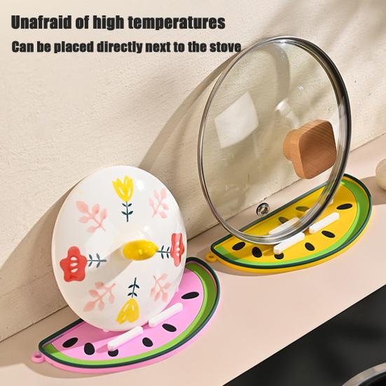 Topfdeckelhalter Wassermelonenform Küchenhelfer Hitzebeständige Silikon-Topfunterlage Mehrzweck-Isolierung Topfabdeckung Rutschfest
