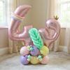 46pcs Crown Dinosaur Balloon Pink Number Birthday Balloon Set Macaron Balloon Festive Party Decoration Children's Surprise Gift