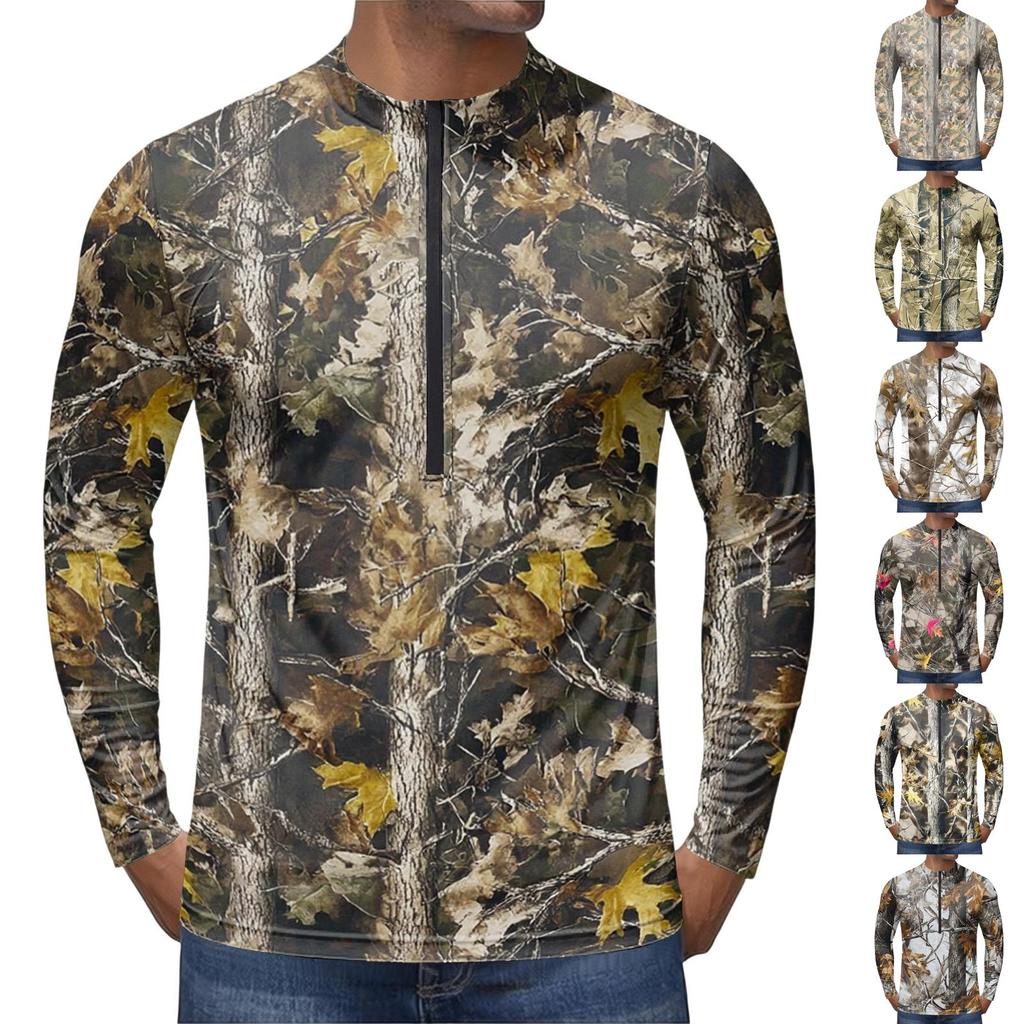 Men's Long Sleeve Cycling Jersey Breathable Quick Dry Zip Front Pullover Lightweight Athletic Top for Outdoor Sports