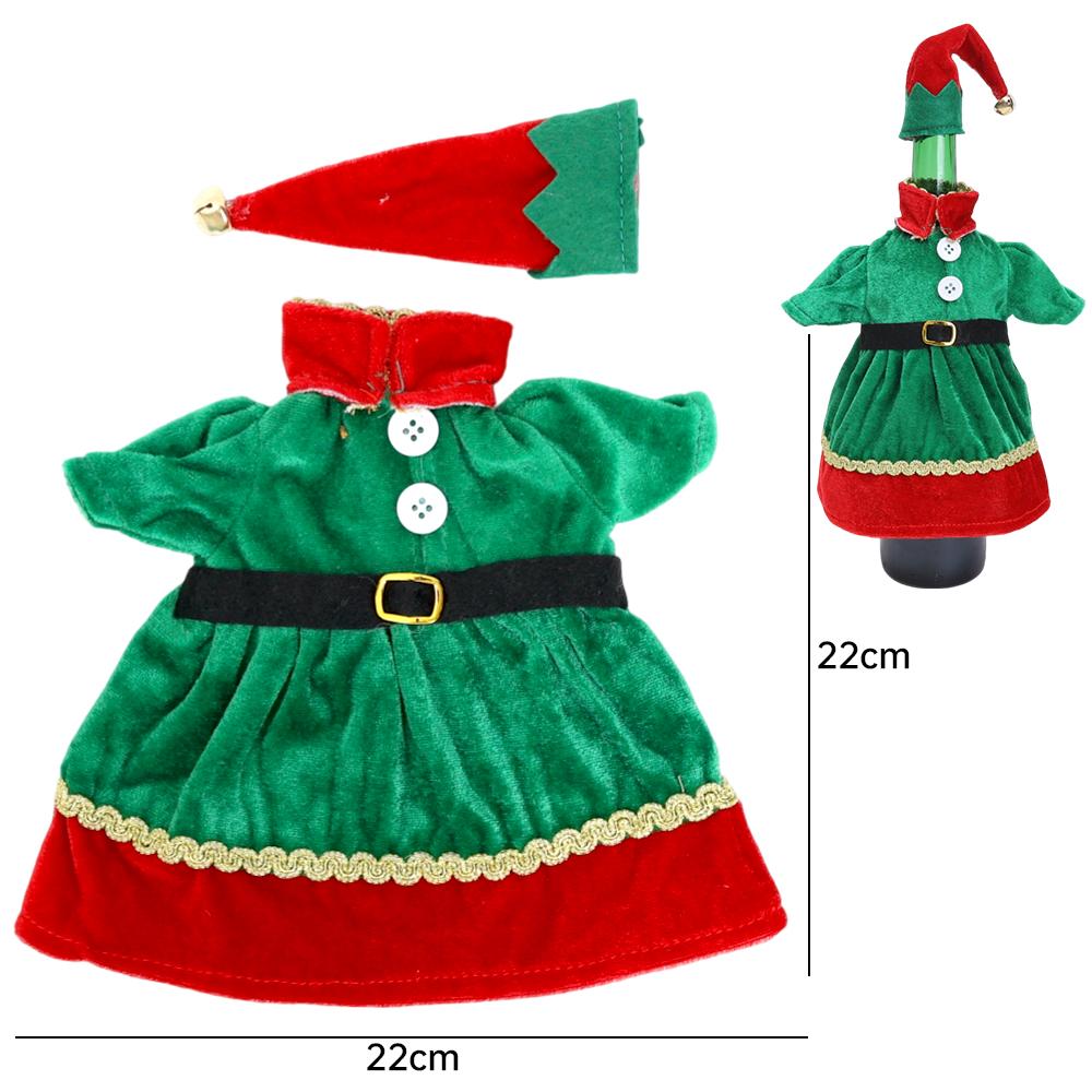 New Christmas Wine Bottle Covers Xmas Wine Bottle Bags Elf Clothes With Hat New Year Gifts Home Dinner Party Table Decorations