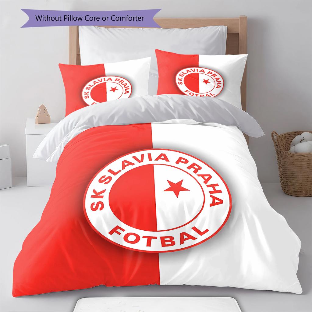SK Prague Slavia Pattern Bedding,Quilt Set Quilt Cover Pillowcase Home Birthday Gift (1 * Duvet Cover + 2 * Pillowcase, Without Core)