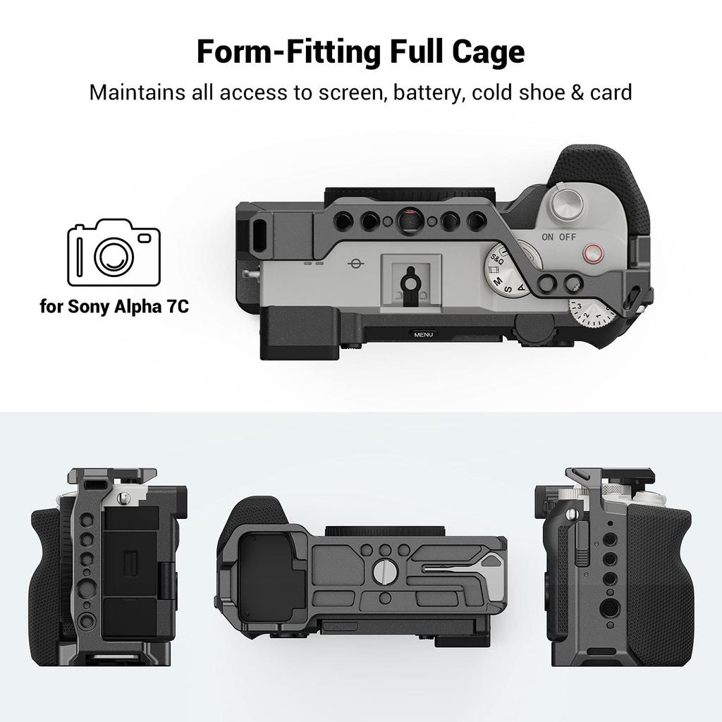 SMALLRIG 3212 Camera Cage for Sony A7C with Silicone Side Handle Arca-Swiss Base Cold Shoe 1/4 3/8 Video Rig