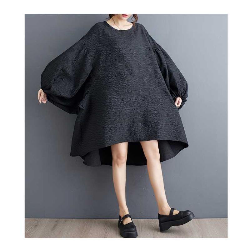 New Loose Fashion Craft Cloth Casual Temperament Lantern Sleeve Irregular Dresses