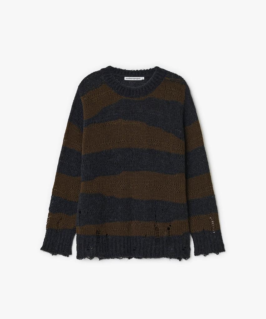 SUNBURNPROJECT Damaged Color Block Knit, Black
