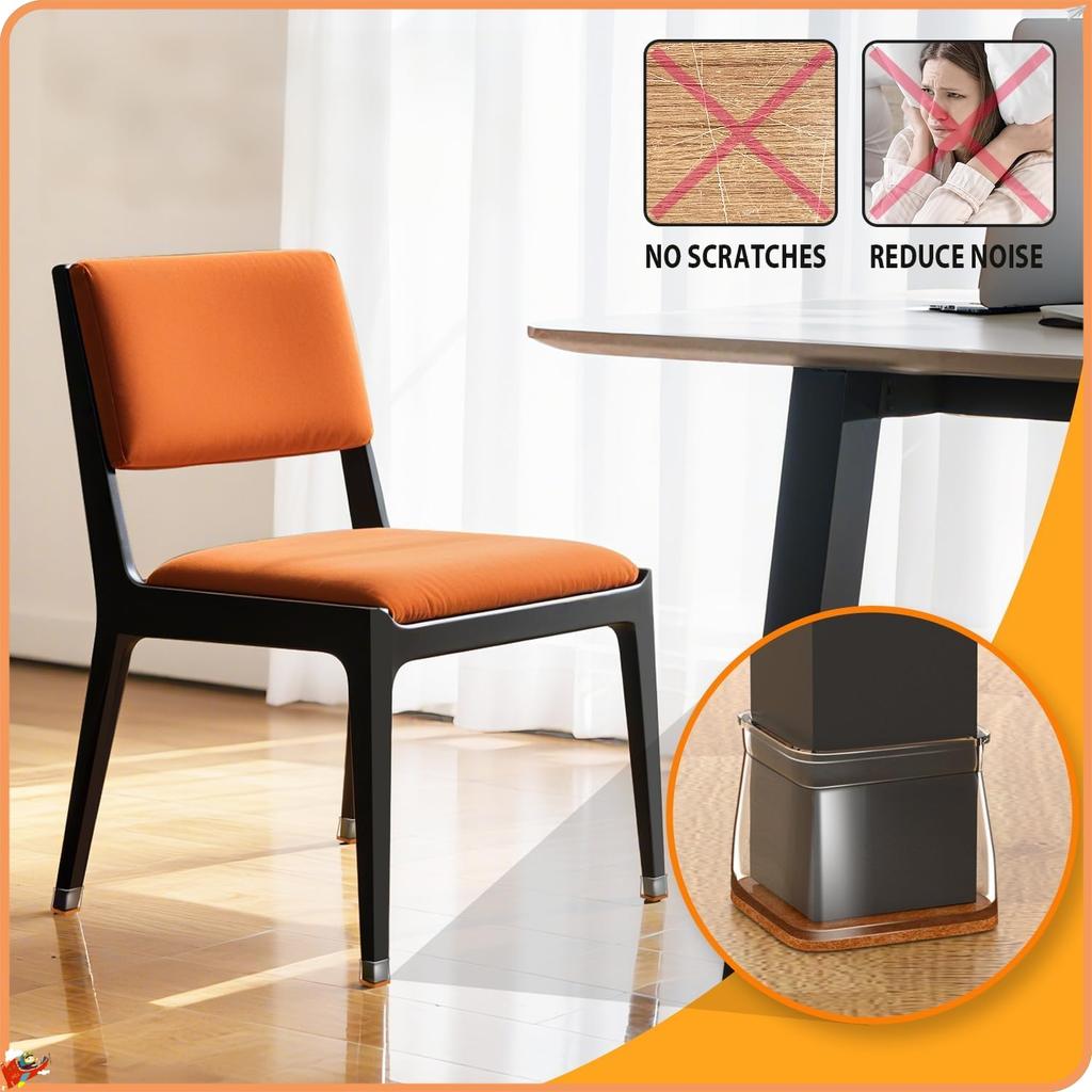 Set of 24 Clear Silicone Chair Leg Protectors with Felt Pads Square M Size for 19 26mm Furniture Feet Non Slip Floor Protectors for Wood Laminate
