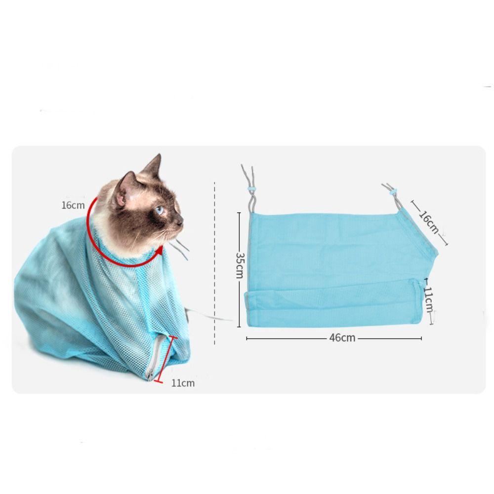 Borsa da Toelettatura per Gatti in Rete Regolabile Anti-Morso in Poliestere Sacca per Lavaggio Animali Domestici Traspirante Cestino per Doccia Gatto Prodotti per Animali Domestici