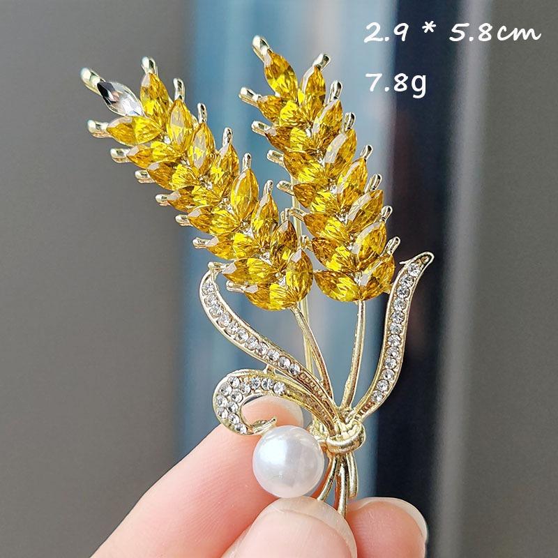 New Crystal Wheat Brooch Premium Diamond Sunflower Pin Small Fragrant Style Clothing Corsage Women's Brooch