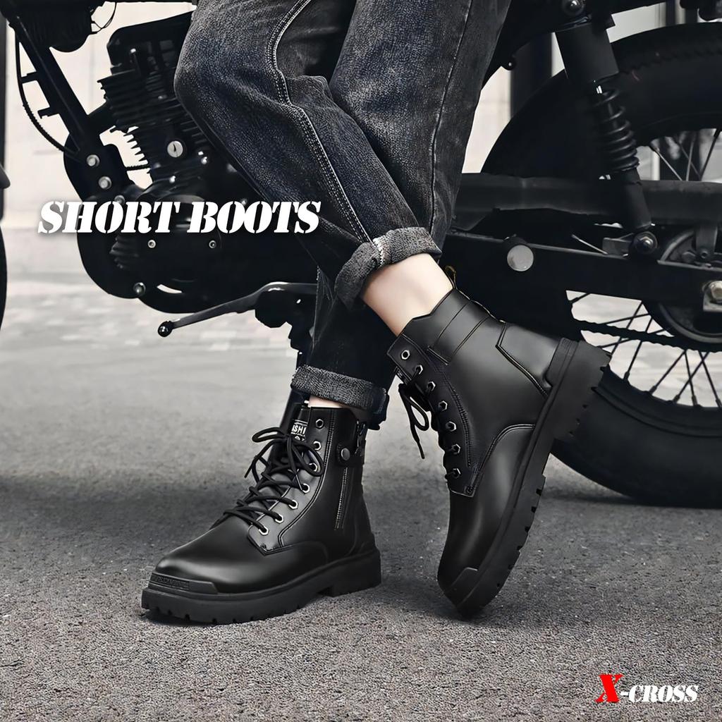 Black Boots with Side Platform for and Military Comfortable and Side Zipper Ideal for Outdoor Korean Street and and American Casual Style for