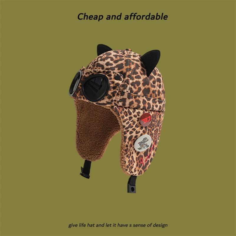 

Высококачественные нишевые зимние милые солнцезащитные очки, шапка-пилот, мужские и женские, кошачьи ушки, бархатные лыжные наушники, шапки-ушанки, горрас