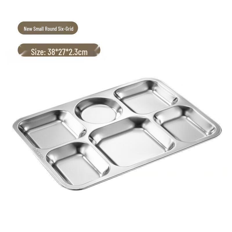 LETGANT 304 Stainless Steel 6-Compartment Meal Tray 304 SS 1.0mm Thick