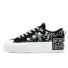 Originals Nizza Platform Night Shadow Emblem, Footprint Creation Low Top Canvas Shoes Unisex Black White FV5321(Team726-)