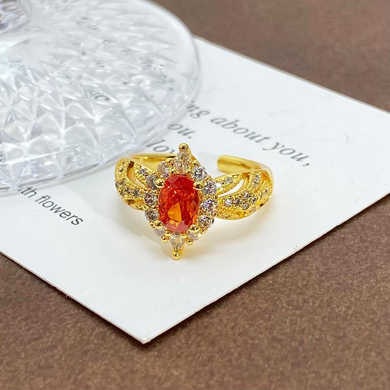 Blind Box Medieval Vintage Gold Niche Retro High-End Open Ring Color Treasure Light Luxury Ring Woman
