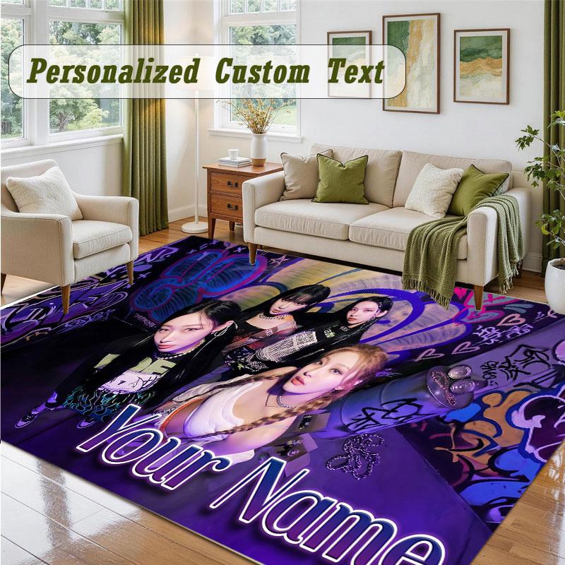 Crystal Velvet Square Rug Custom Nameaespa Pattern Non Slip Home Floor Decor Rug