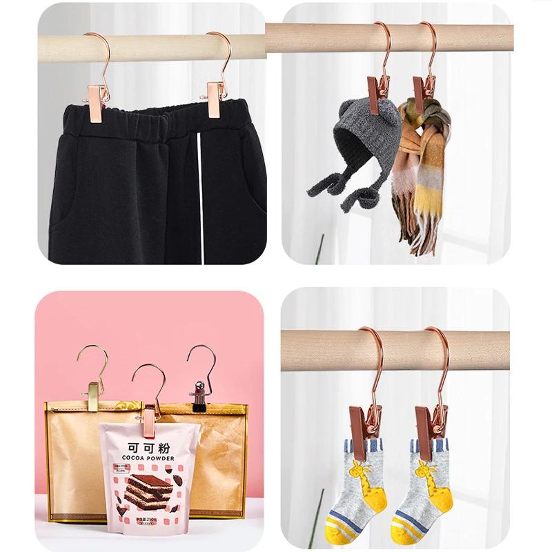 10/20/30 ks Zlaté kovové klipy na kalhoty, Úsporné přenosné cestovní věšáky Klipy na klobouk, ručníky, podprsenky, Domácí prací háčky do skříně