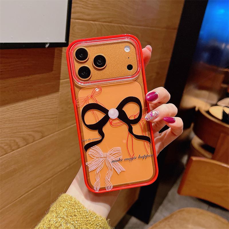 Red New Year Bow Anti-Fall Phone Case Compatible with iPhone 15/16/17 ProMax