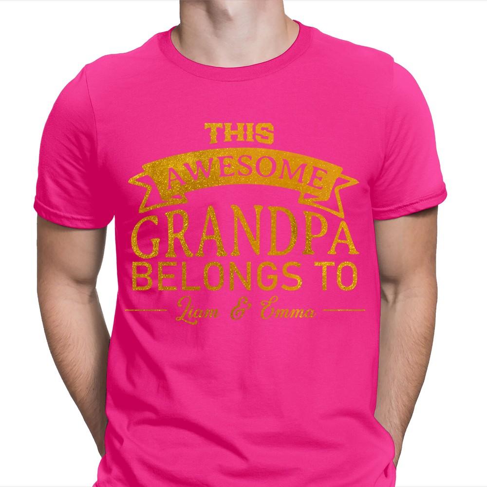 This Awesome Grandpa Belongs To Personalised Fathers Day Birthday T Shirt 2T1A1